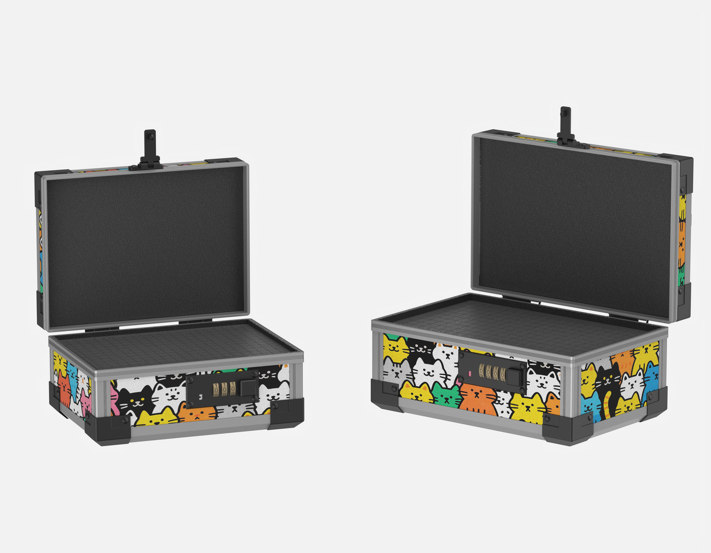 Open size comparison of YOFUN Malle Feline Parade BB and MM Editions